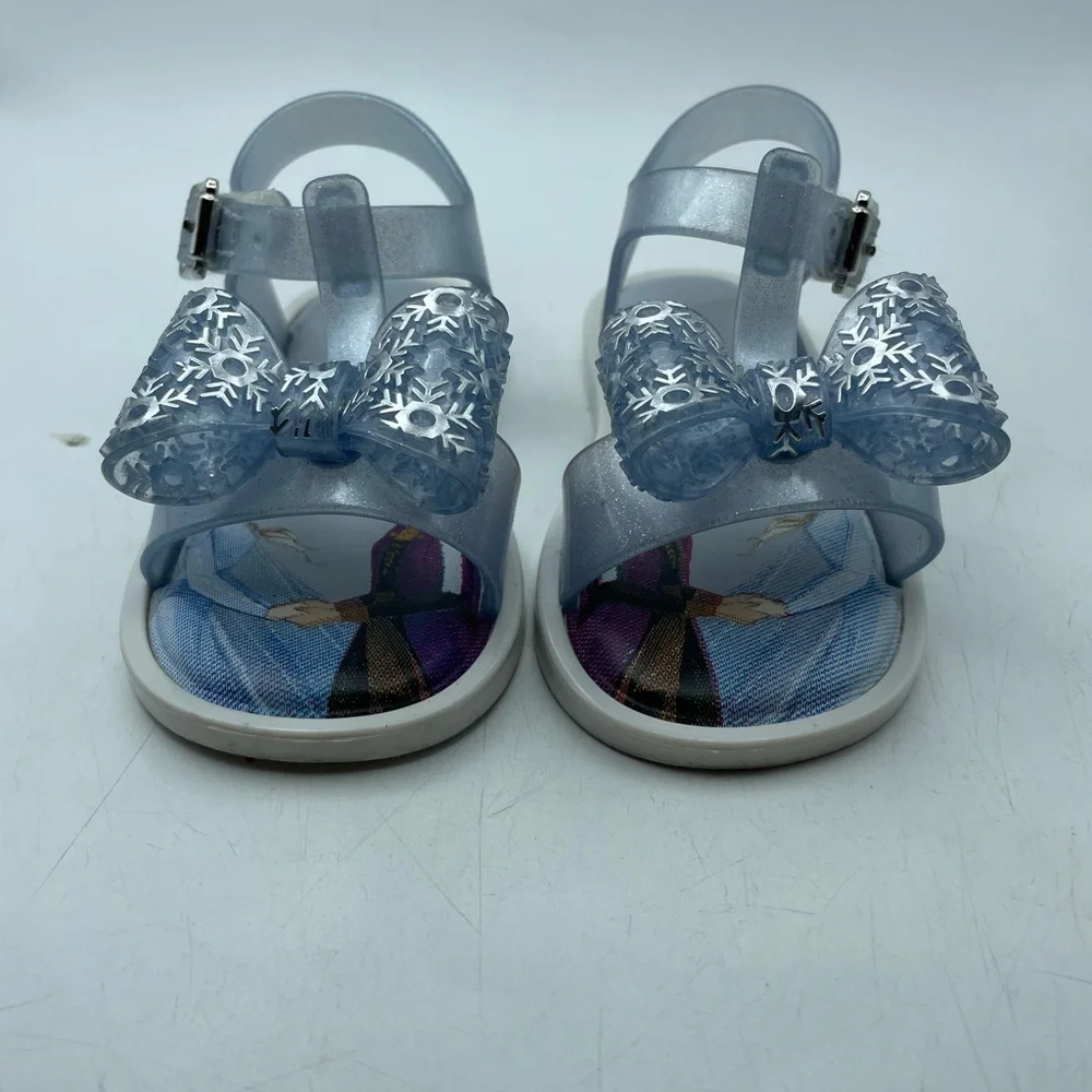 Mini Melissa X Disney Frozen girls Blue Sandals with Bow size 7C